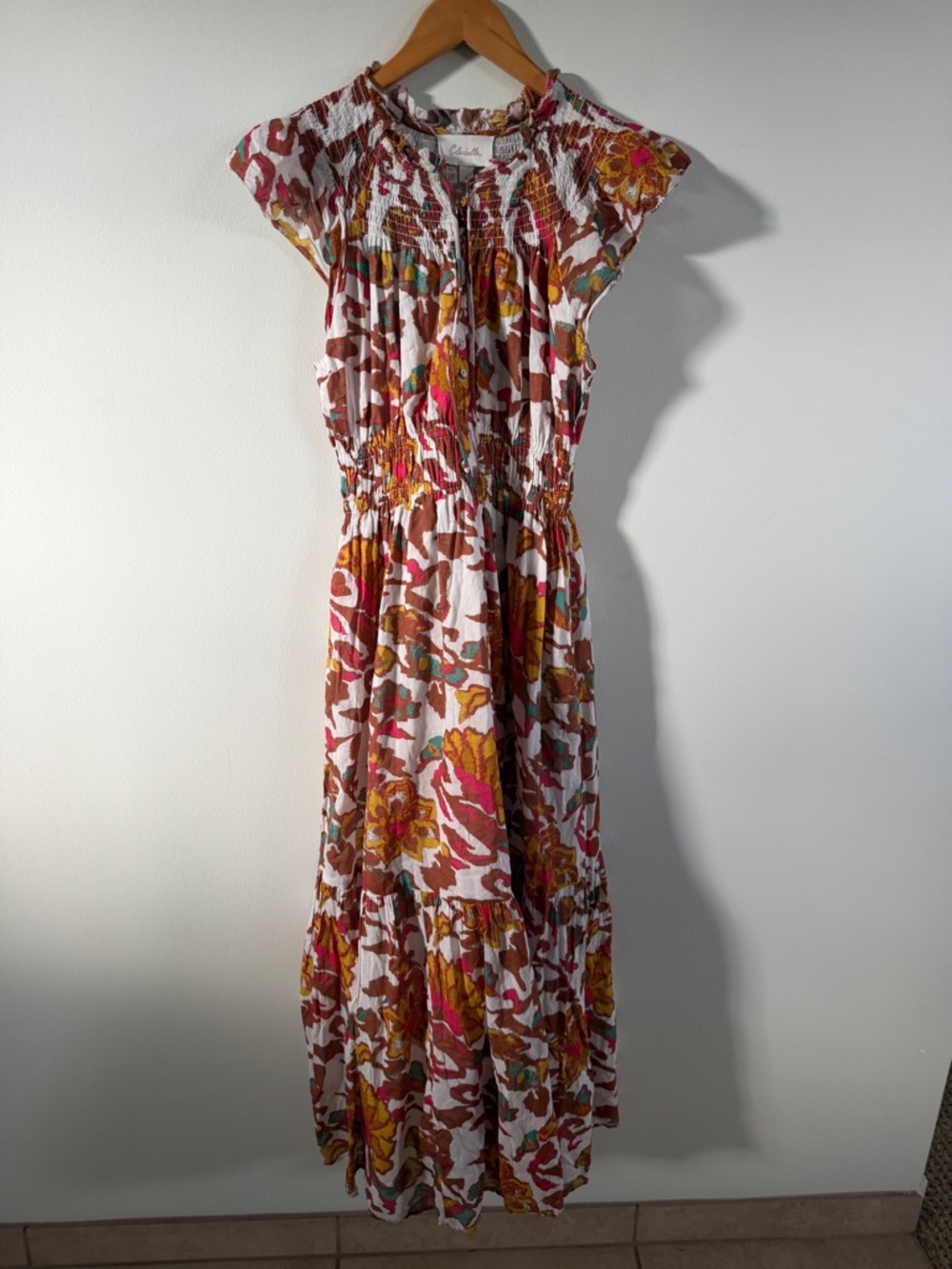 Cleobella sundress short sleeve buttons Ruffle smocked small - Picture 2 of 13